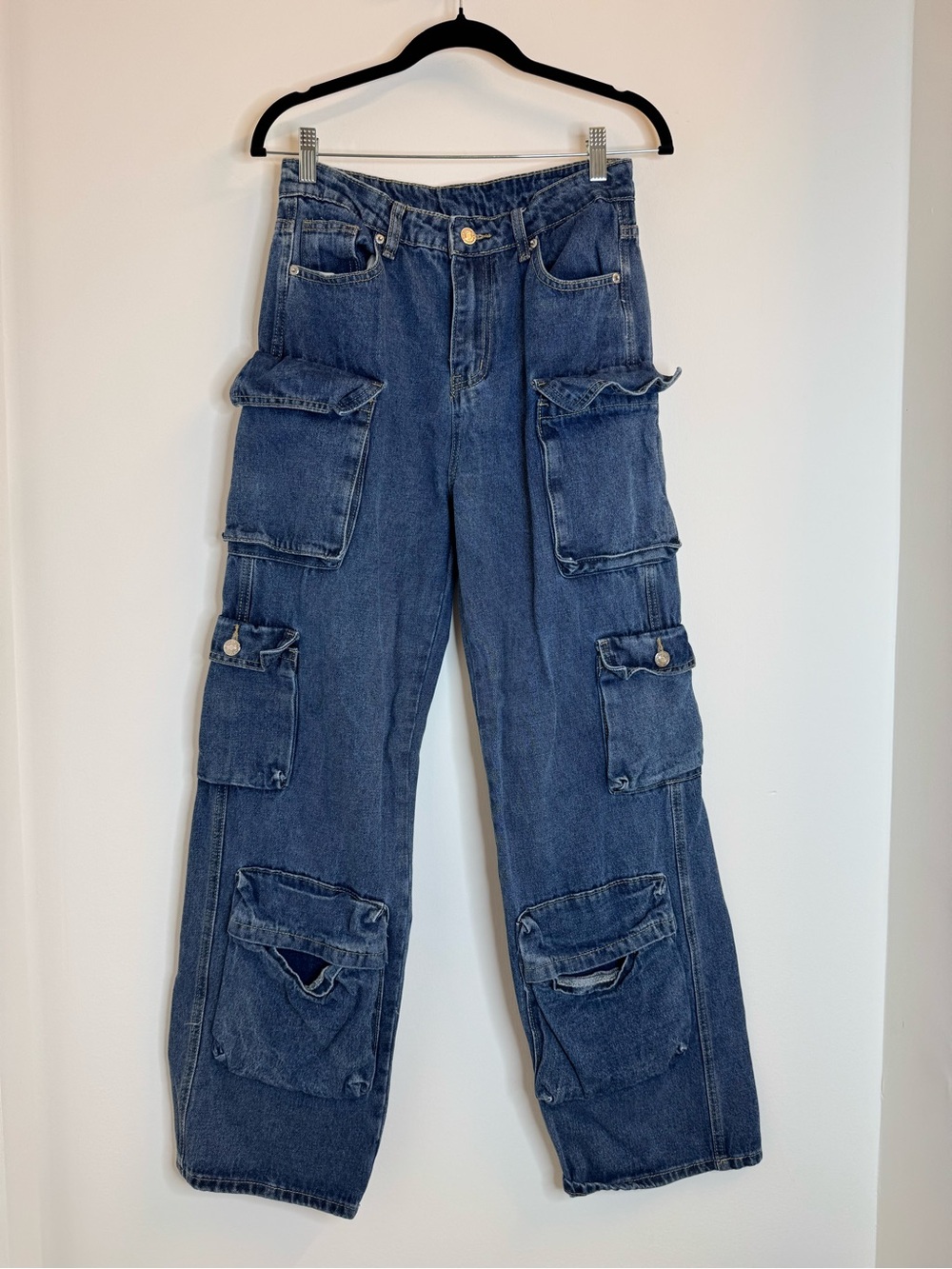 Blue Cargo Jeans - Utility Pocket Denim